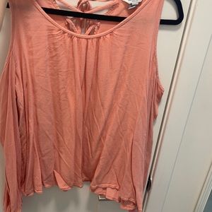 Pink off the shoulder long sleeve blouse
